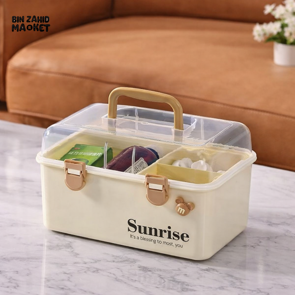 PORTABLE CLEAR LID STORAGE ORGANIZER BOX WITH HANDLE – MULTI-COMPARTMENT HOME CONTAINER