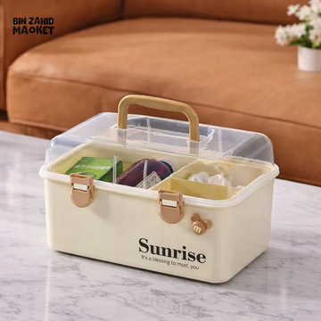 PORTABLE CLEAR LID STORAGE ORGANIZER BOX WITH HANDLE – MULTI-COMPARTMENT HOME CONTAINER