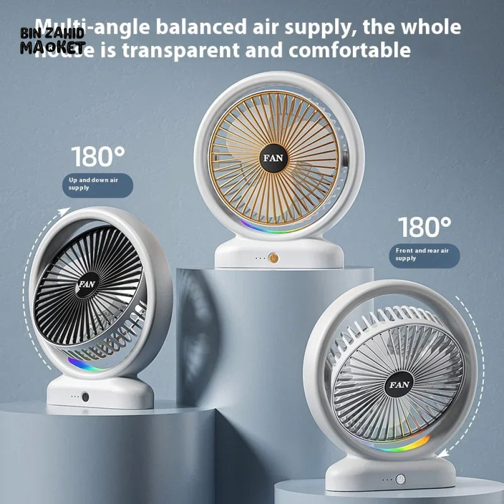 PORTABLE DESKTOP FAN WITH LIGHT – IDEAL FOR DORM ROOMS & WORKSPACES