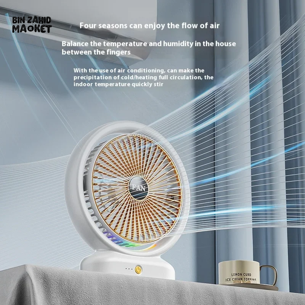 PORTABLE DESKTOP FAN WITH LIGHT – IDEAL FOR DORM ROOMS & WORKSPACES