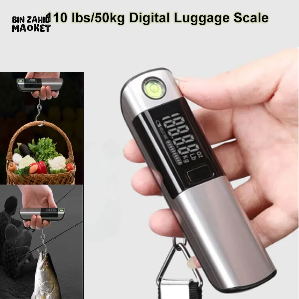 PORTABLE DIGITAL LUGGAGE SCALE WITH LCD & TAPE MEASURE TRAVEL & HOME USE