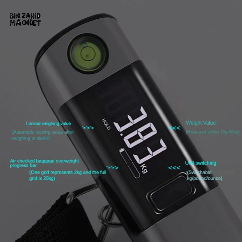 PORTABLE DIGITAL LUGGAGE SCALE WITH LCD & TAPE MEASURE TRAVEL & HOME USE