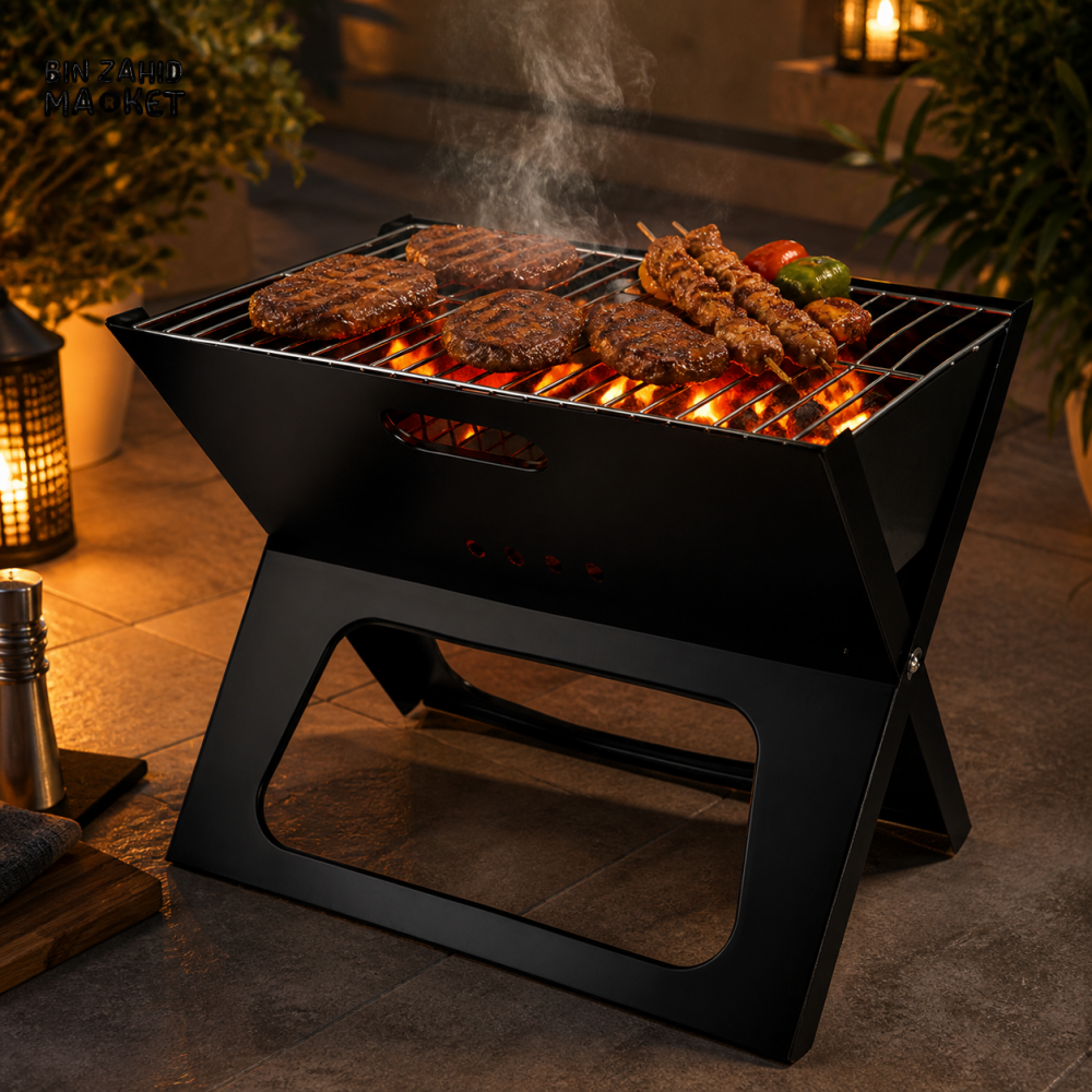 PORTABLE FOLDING BBQ CHARCOAL GRILL