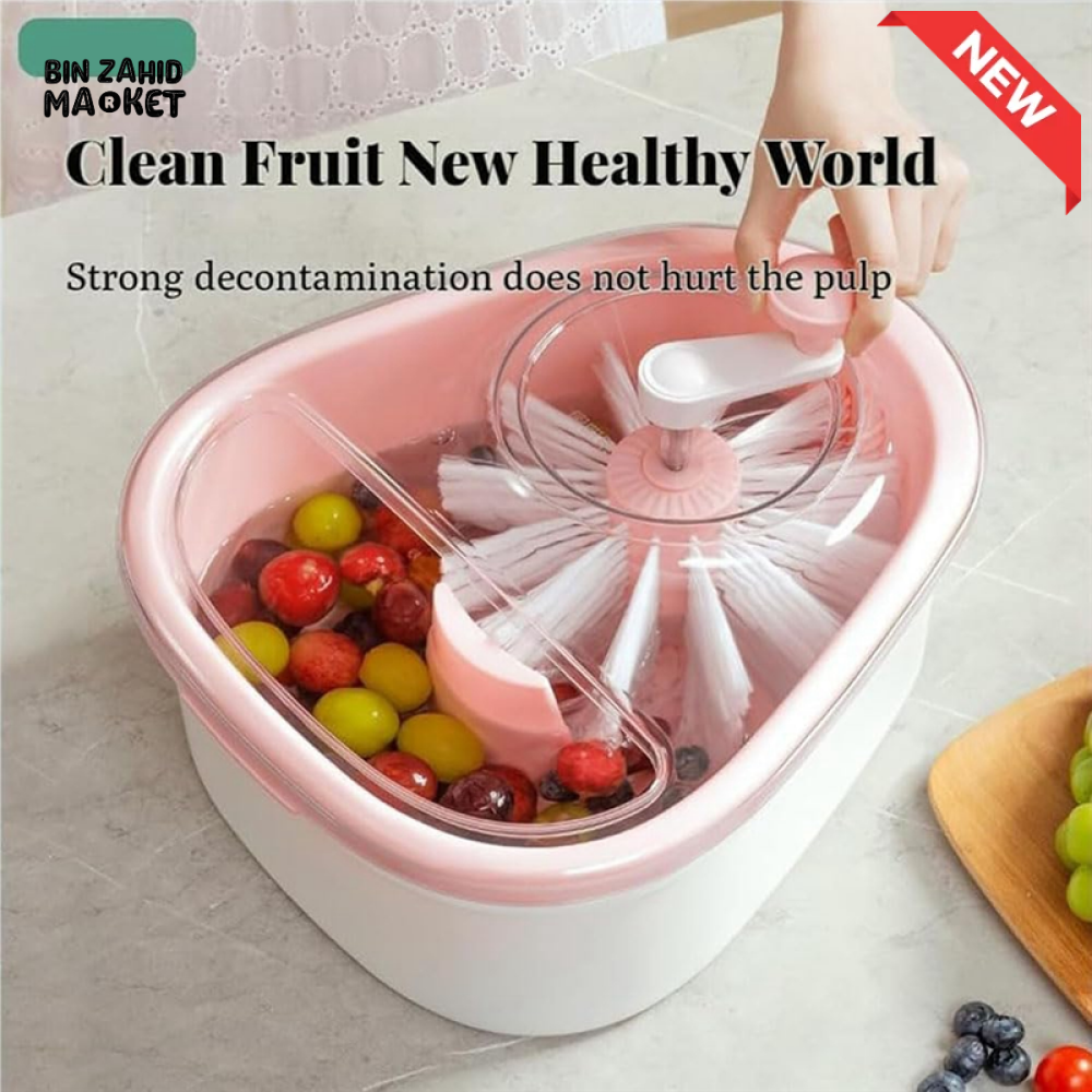 PORTABLE FRUIT & VEGETABLE WASHING BOWL WITH INTEGRATED BRUSH – QUICK RINSE EASY DRAIN