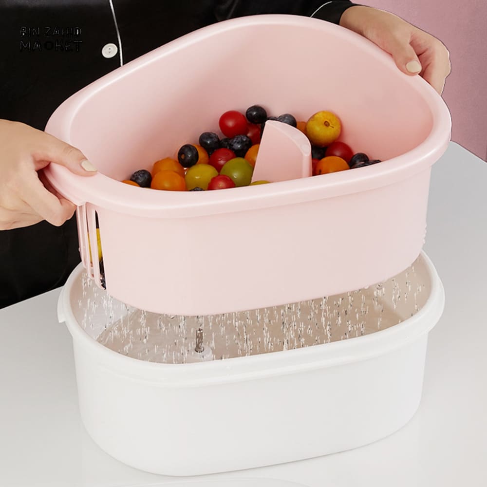 PORTABLE FRUIT & VEGETABLE WASHING BOWL WITH INTEGRATED BRUSH – QUICK RINSE EASY DRAIN