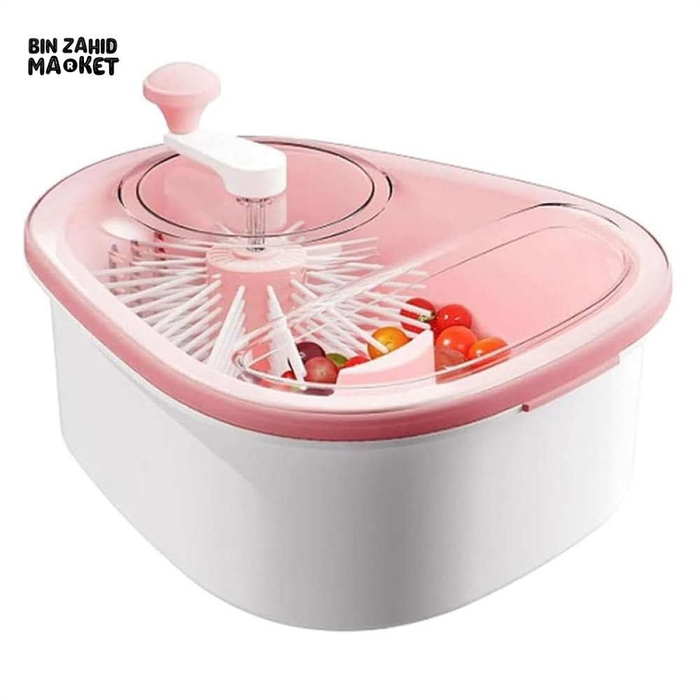 PORTABLE FRUIT & VEGETABLE WASHING BOWL WITH INTEGRATED BRUSH – QUICK RINSE EASY DRAIN