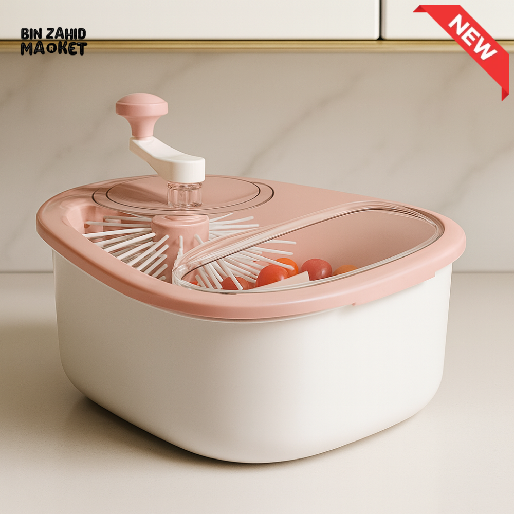 PORTABLE FRUIT & VEGETABLE WASHING BOWL WITH INTEGRATED BRUSH – QUICK RINSE EASY DRAIN