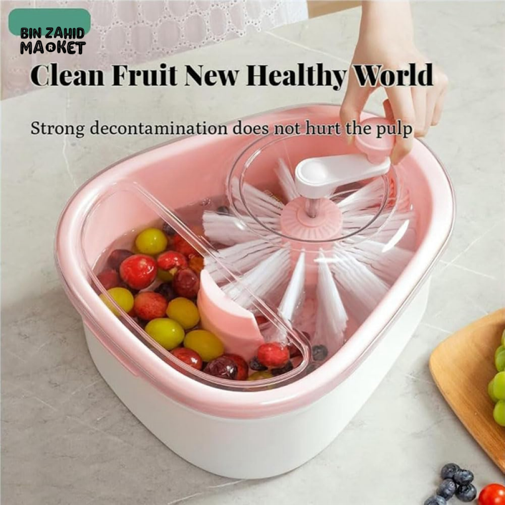 PORTABLE FRUIT & VEGETABLE WASHING BOWL WITH INTEGRATED BRUSH – QUICK RINSE EASY DRAIN