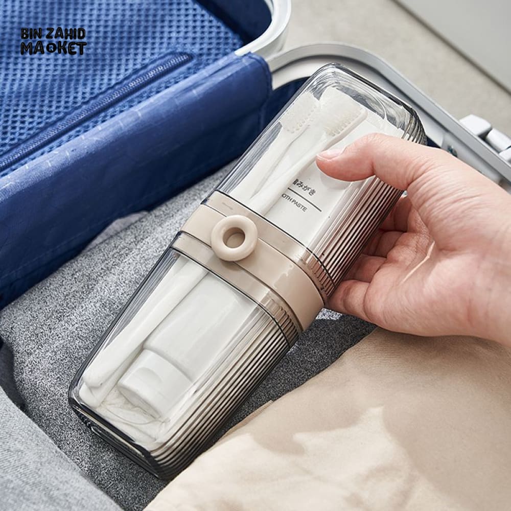 PORTABLE LUXURY TOOTHBRUSH STORAGE SET – TRAVEL MOUTHWASH CUP TOOTHBRUSH & TOOTHPASTE HOLDER FOR HOME AND TRAVEL USE