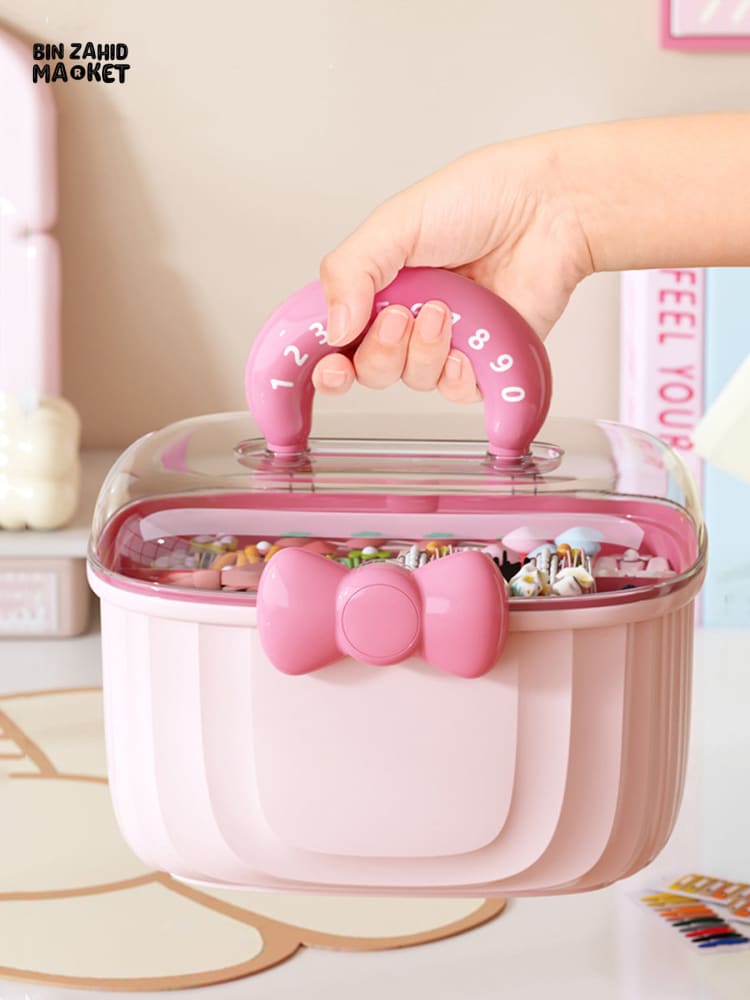 PORTABLE MAKEUP & HAIR ACCESSORY STORAGE BOX – ORGANIZER FOR HAIR CLIPS TIES EARRINGS BRACELETS & NECKLACES