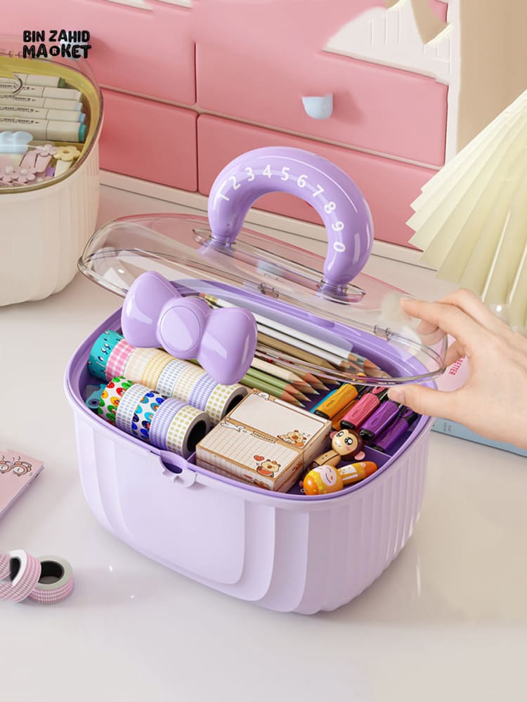 PORTABLE MAKEUP & HAIR ACCESSORY STORAGE BOX – ORGANIZER FOR HAIR CLIPS TIES EARRINGS BRACELETS & NECKLACES