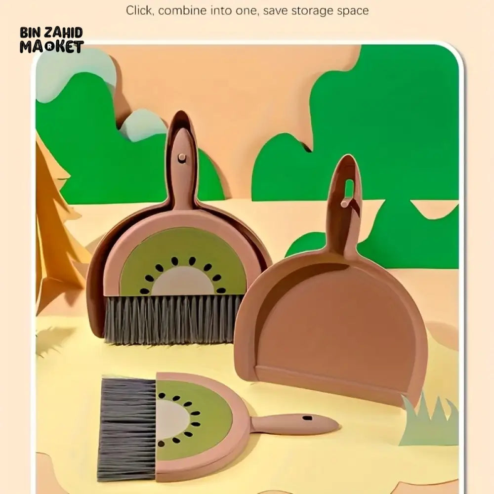 PORTABLE MINI CLEANING BRUSH AND DUSTPAN SET – HANDHELD SWEEPER WITH CUTE KIWI DESIGN SPACE-SAVING TABLE & FURNITURE CLEANING TOOL