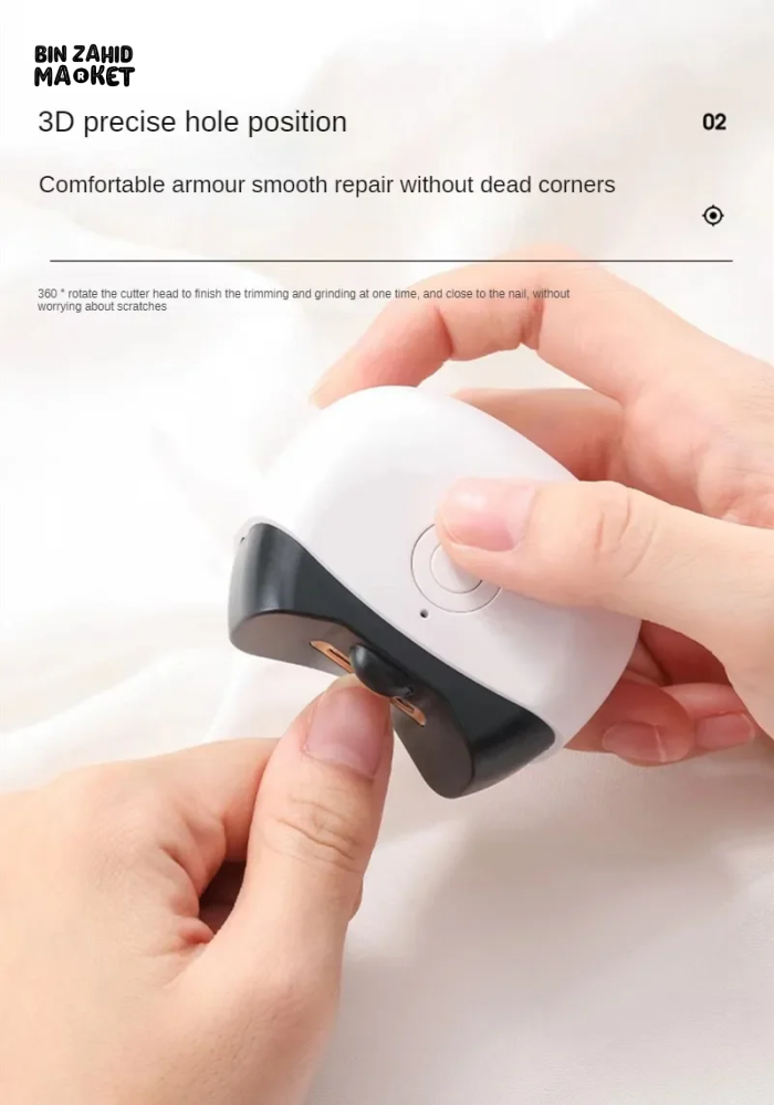 PORTABLE MINI ELECTRIC NAIL CLIPPER & POLISHER WITH LIGHT – LOW NOISE NAIL TRIMMER FOR BABY & ADULT MANICURE