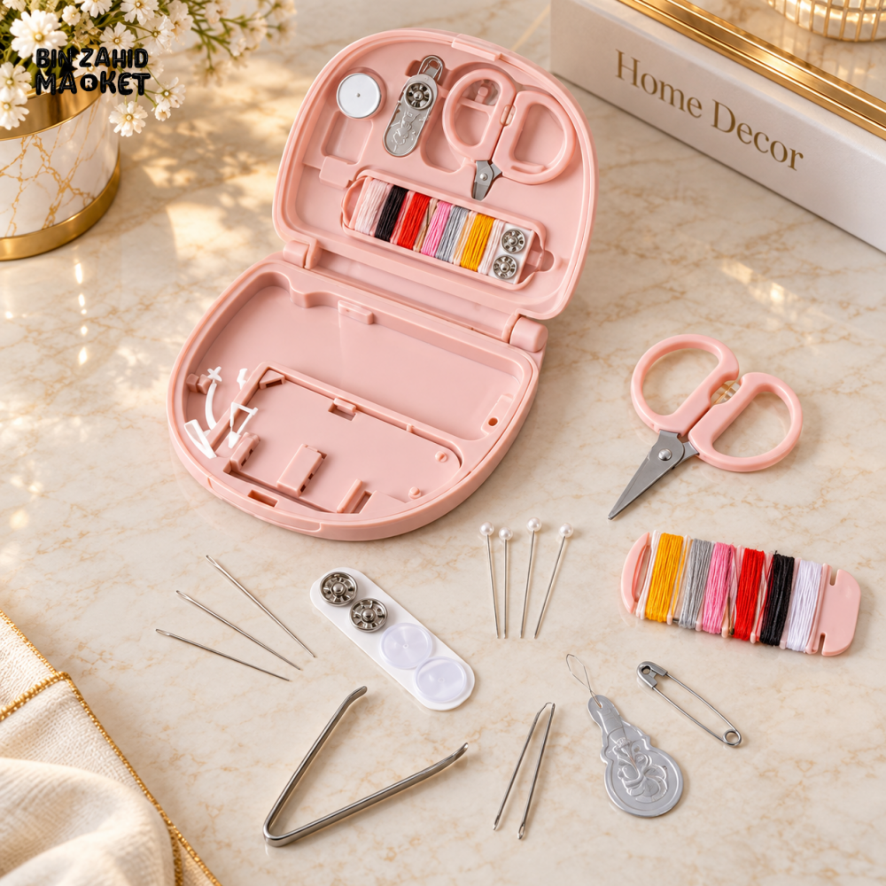 PORTABLE MINI SEWING KIT WITH STORAGE CASE