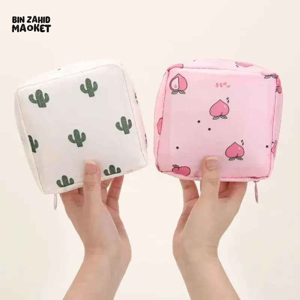 PORTABLE SANITARY PAD STORAGE BAG / MINI MAKEUP & HYGIENE POUCH