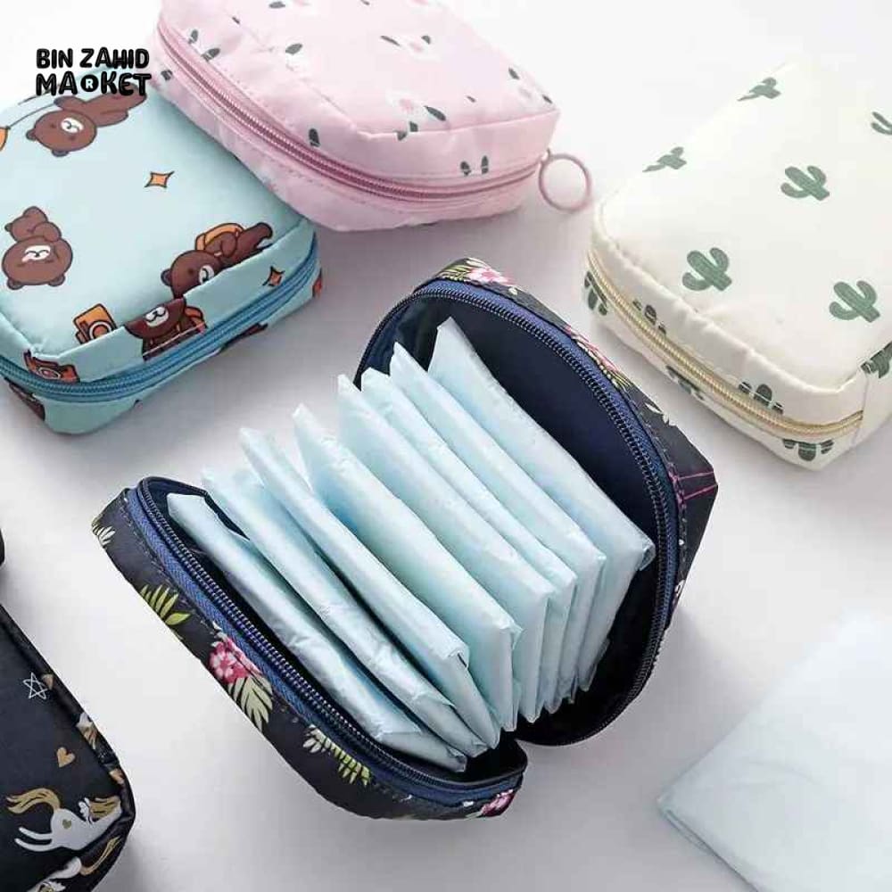 PORTABLE SANITARY PAD STORAGE BAG / MINI MAKEUP & HYGIENE POUCH