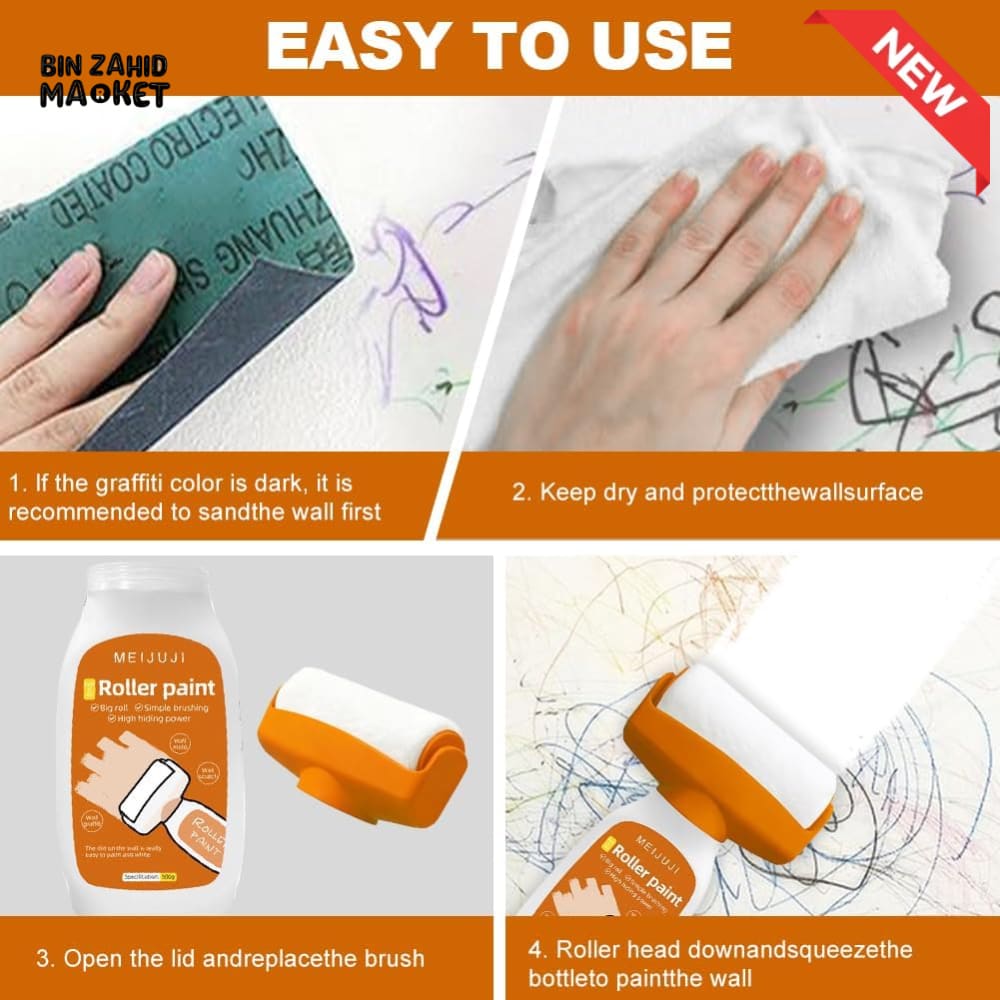 PORTABLE SMALL ROLLER WALL REPAIR PAINT BRUSH WITH ROLLER