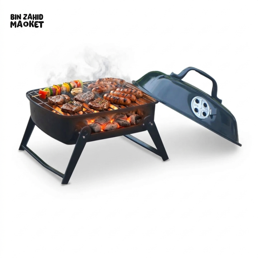 PORTABLE TABLETOP CHARCOAL BBQ GRILL & CAMPFIRE RACK