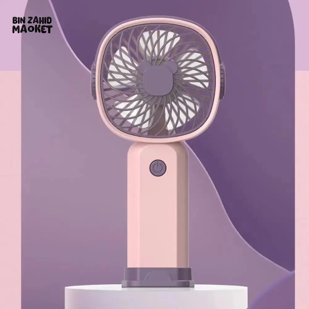 PORTABLE USB RECHARGEABLE MINI FAN WITH PHONE HOLDER FAST CHARGING HANDHELD FAN FOR TRAVEL OFFICE & STUDENTS