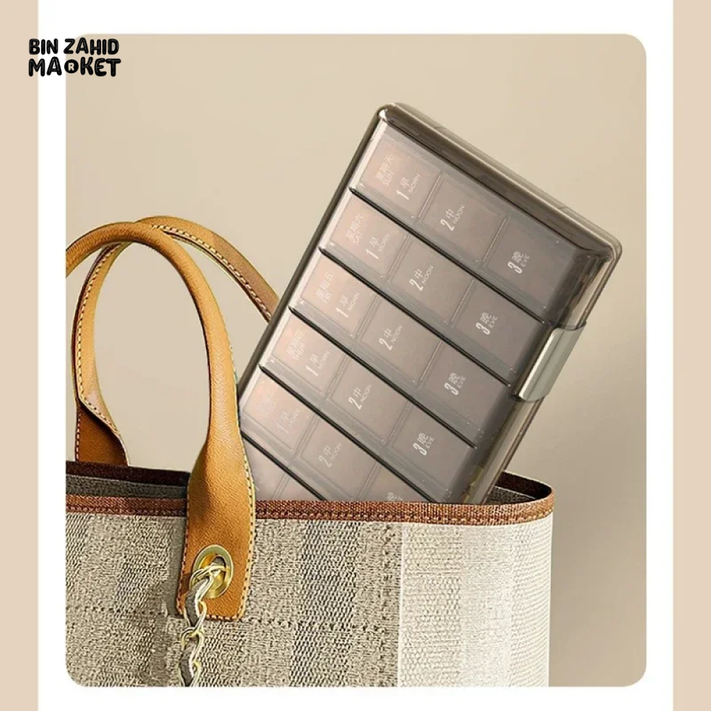 PORTABLE WEEKLY PILL ORGANIZER – 7 DAYS 3/4 TIMES A DAY STACKABLE & COLORFUL DESIGN