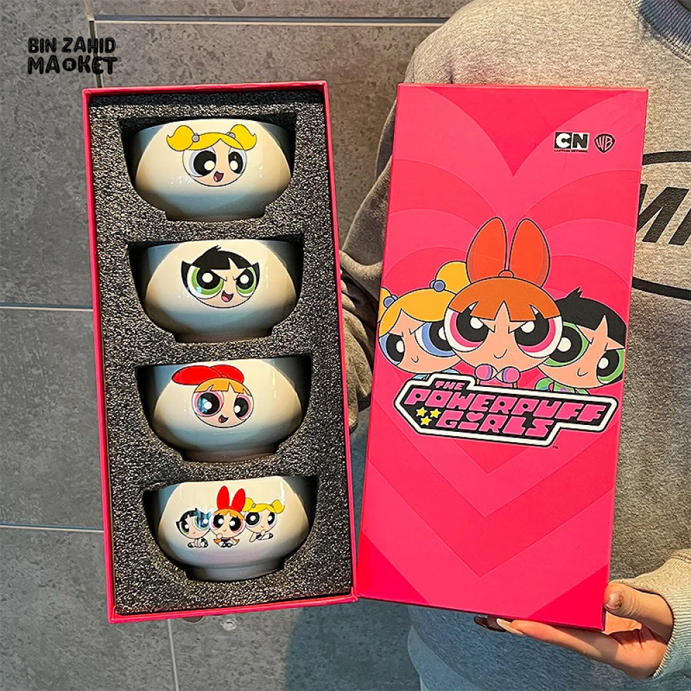 POWERPUFF GIRLS CERAMIC BOWL SET – PACK OF 4 KAWAII GIFT BOXED TABLEWARE