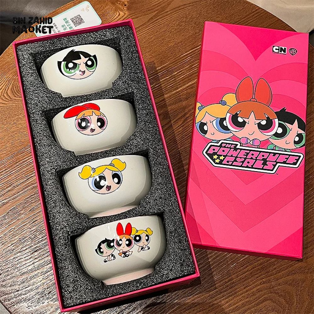 POWERPUFF GIRLS CERAMIC BOWL SET – PACK OF 4 KAWAII GIFT BOXED TABLEWARE