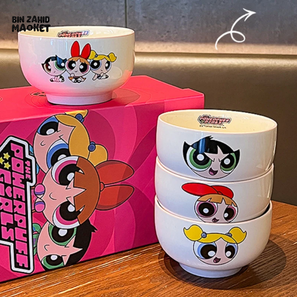 POWERPUFF GIRLS CERAMIC BOWL SET – PACK OF 4 KAWAII GIFT BOXED TABLEWARE