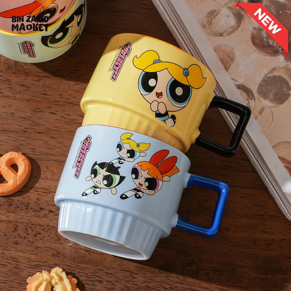 POWERPUFF GIRLS STACKABLE CERAMIC MUGS – 4 PIECES FAMILY SET WITH GIFT BOX