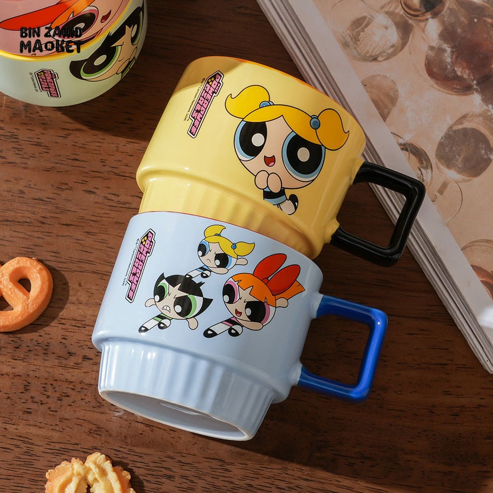 POWERPUFF GIRLS STACKABLE CERAMIC MUGS – 4 PIECES FAMILY SET WITH GIFT BOX