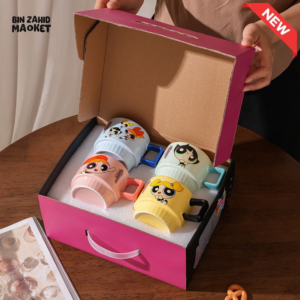POWERPUFF GIRLS STACKABLE CERAMIC MUGS – 4 PIECES FAMILY SET WITH GIFT BOX