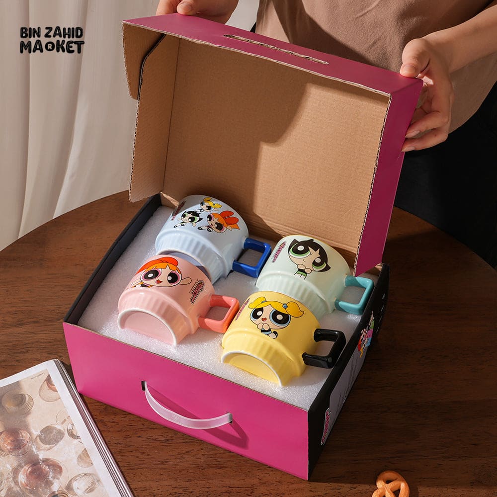 POWERPUFF GIRLS STACKABLE CERAMIC MUGS – 4 PIECES FAMILY SET WITH GIFT BOX