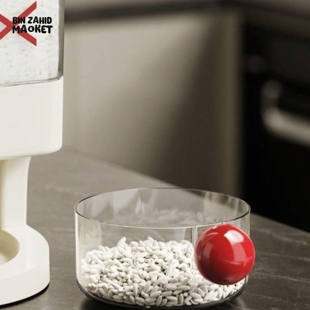 PRACTICAL PUSH-DISPENSER RICE STORAGE BOX AIRTIGHT INSECT-PROOF & MOISTURE-RESISTANT GRAIN CONTAINER - 10 KG