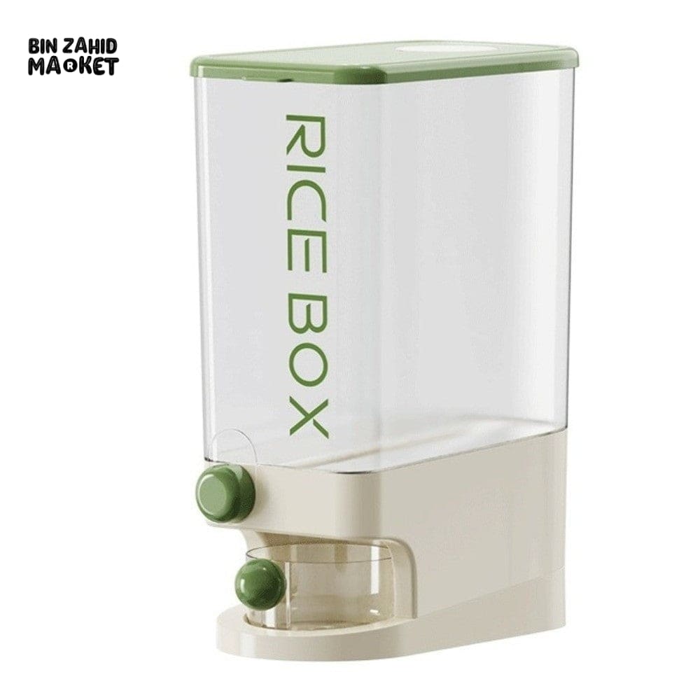 PRACTICAL PUSH-DISPENSER RICE STORAGE BOX AIRTIGHT INSECT-PROOF & MOISTURE-RESISTANT GRAIN CONTAINER - 5 KG