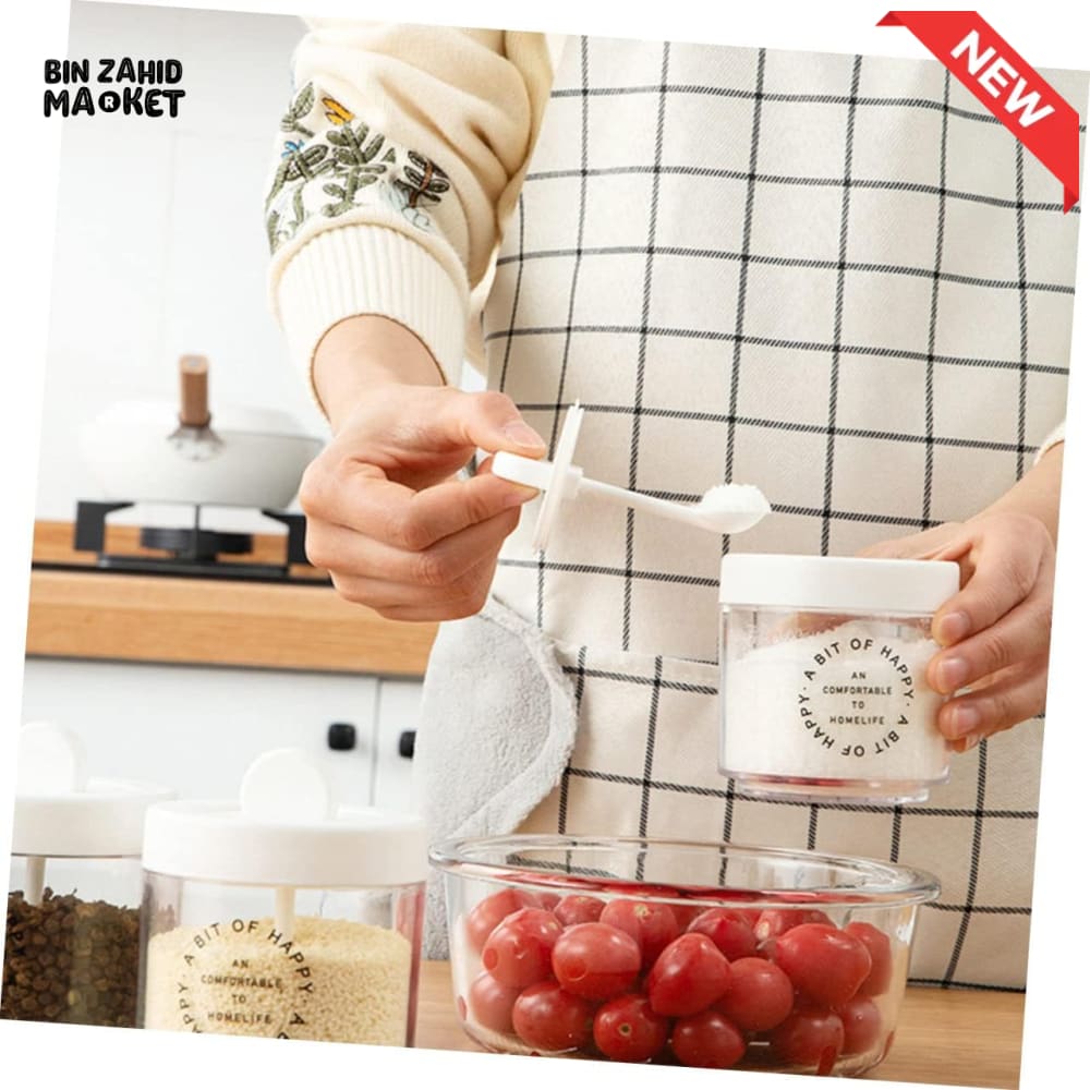 PREMIUM 3-PIECE SPICE JAR SET WITH TRAY & SPOONS