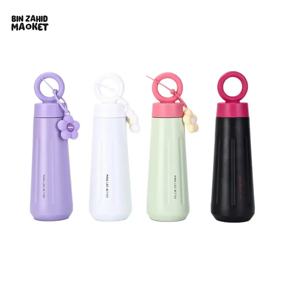 PREMIUM 316 STAINLESS STEEL SPORTS WATER BOTTLE 450ML – PORTABLE FLOWER CUP WITH HANDLE
