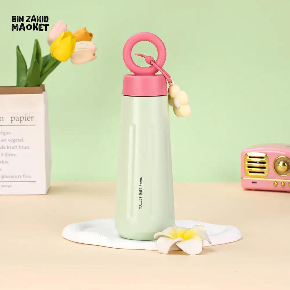 PREMIUM 316 STAINLESS STEEL SPORTS WATER BOTTLE 450ML – PORTABLE FLOWER CUP WITH HANDLE