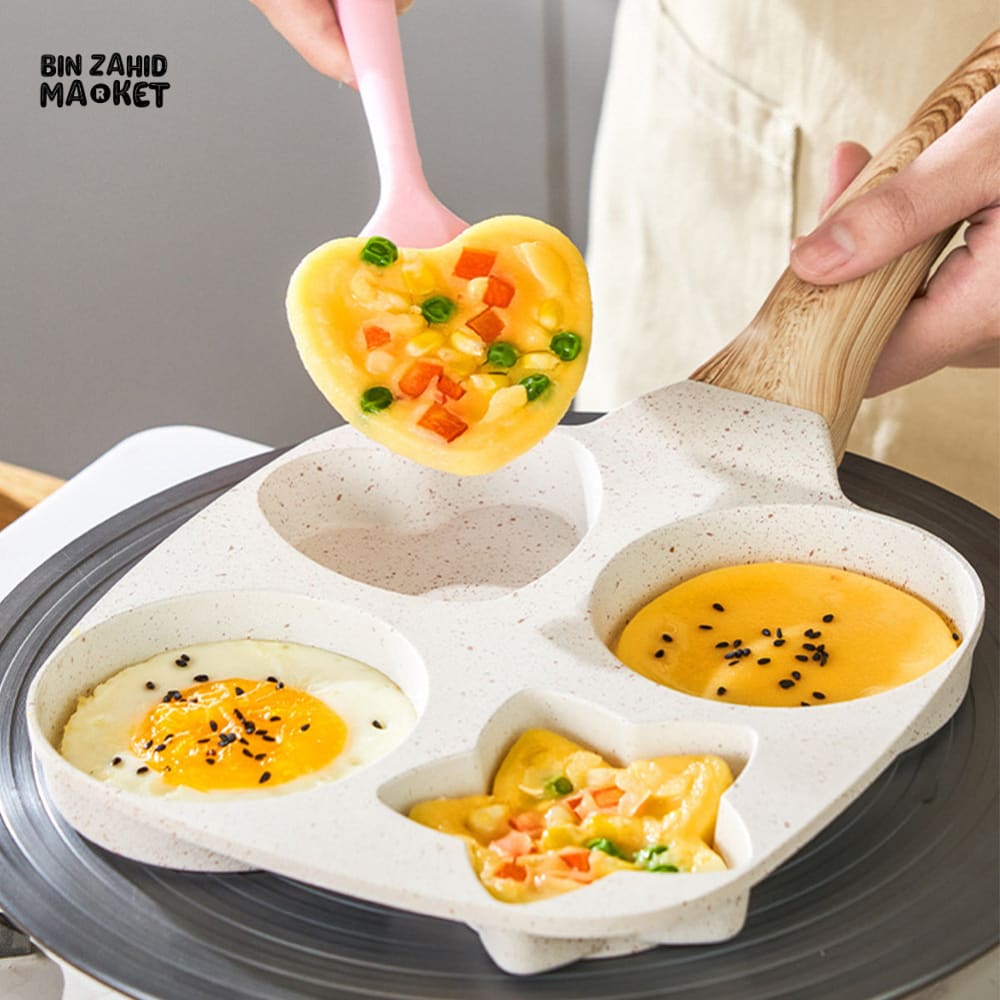 PREMIUM 4-CUP FRIED EGG PAN – ANTI-SCALDING DIVIDED OMELETTE PAN NON-SLIP GAS & INDUCTION COMPATIBLE