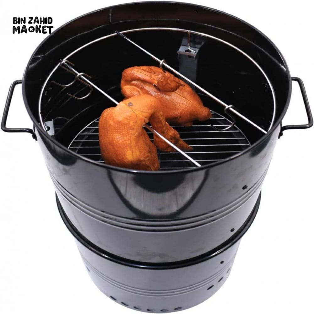 PREMIUM 5-IN-1 VERTICAL CHARCOAL SMOKER BBQ GRILL 18 INCH