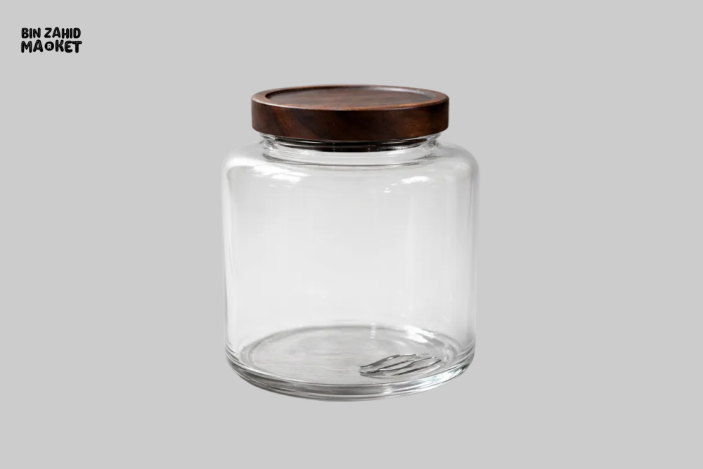 PREMIUM AIRTIGHT GLASS STORAGE JAR WITH WOODEN LID – MODERN KITCHEN ORGANIZER