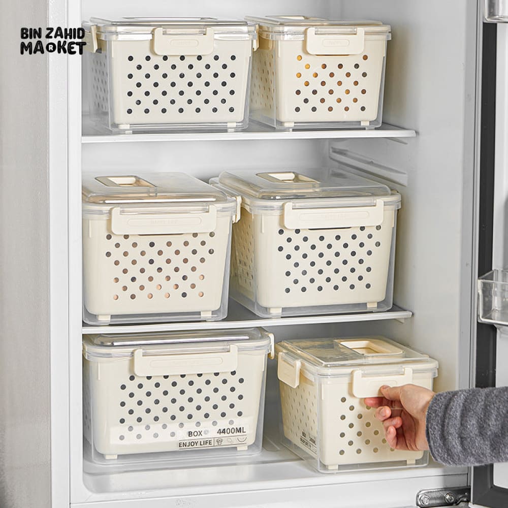 PREMIUM AIRTIGHT REFRIGERATOR STORAGE CONTAINERS – 3 PIECE SET WITH DRAINAGE & LEAKPROOF DESIGN