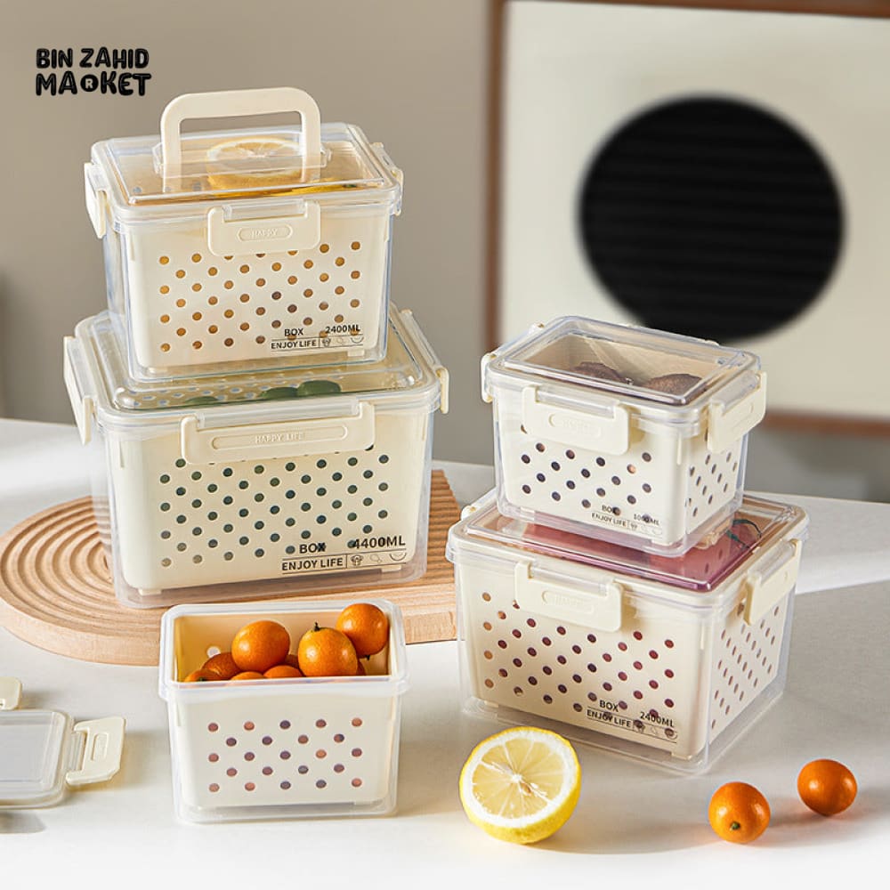 PREMIUM AIRTIGHT REFRIGERATOR STORAGE CONTAINERS – 3 PIECE SET WITH DRAINAGE & LEAKPROOF DESIGN