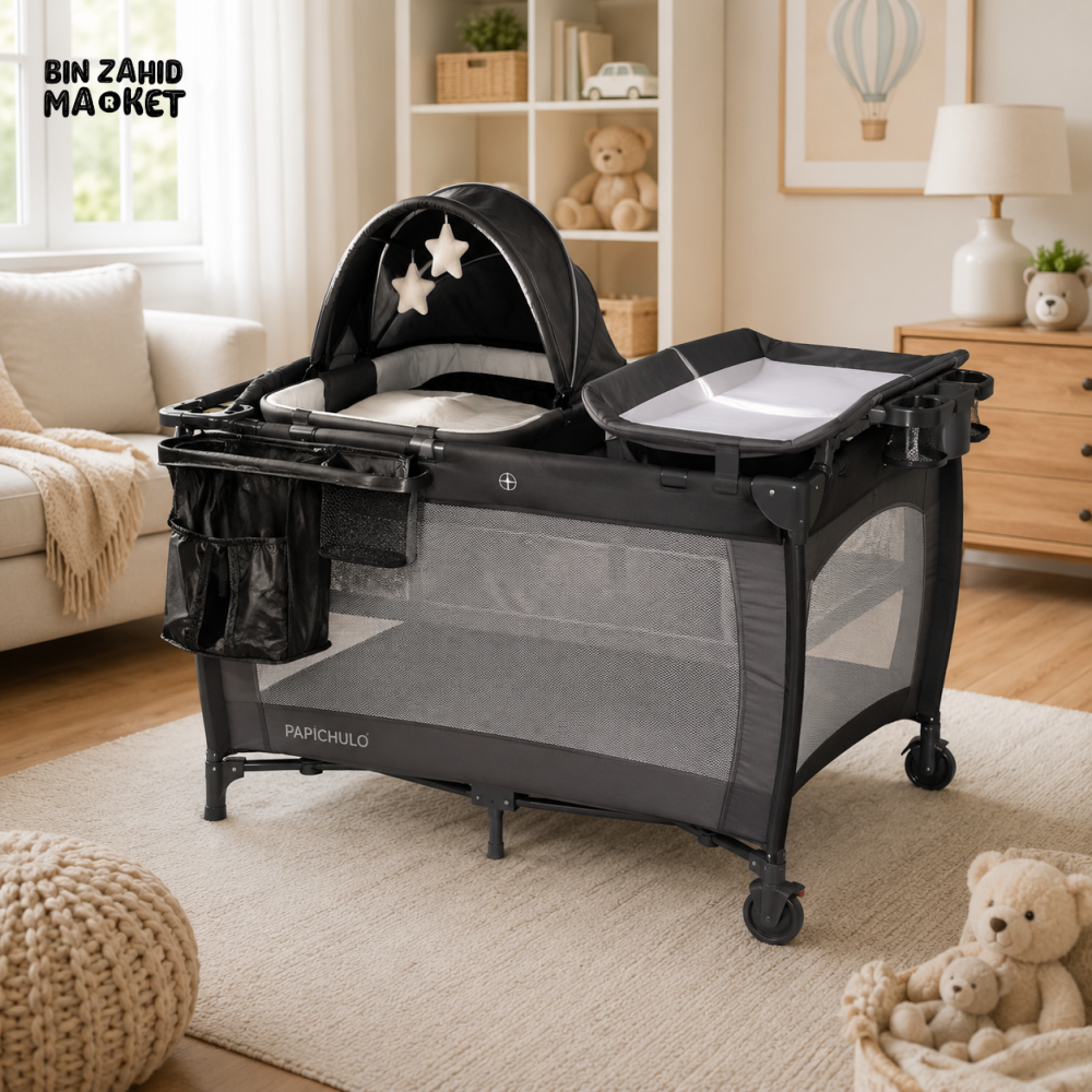 PREMIUM BABY PLAYPEN COT WITH CHANGING STATION