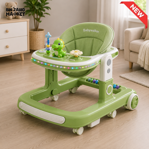PREMIUM BABY WALKER WITH ACTIVITY TRAY - GREEN