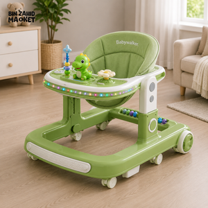 PREMIUM BABY WALKER WITH ACTIVITY TRAY - GREEN