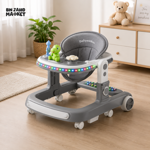 PREMIUM BABY WALKER WITH ACTIVITY TRAY - GREY