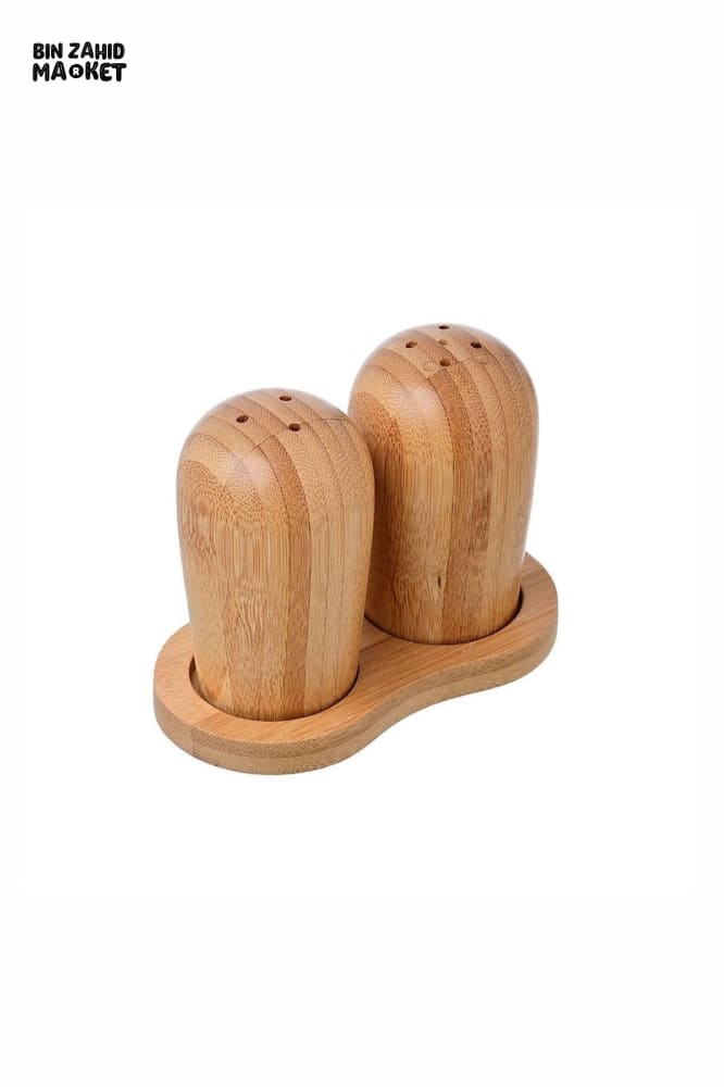 PREMIUM BAMBOO SALT & PEPPER SHAKER SET WITH STAND – MODERN NATURAL KITCHEN ESSENTIAL