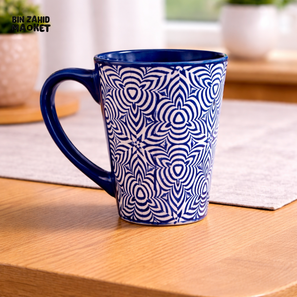 PREMIUM BLUE PATTERN CERAMIC COFFEE MUG 4 PIECES