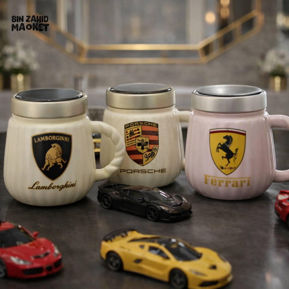 PREMIUM CAR LOGO CERAMIC COFFEE MUG WITH LID