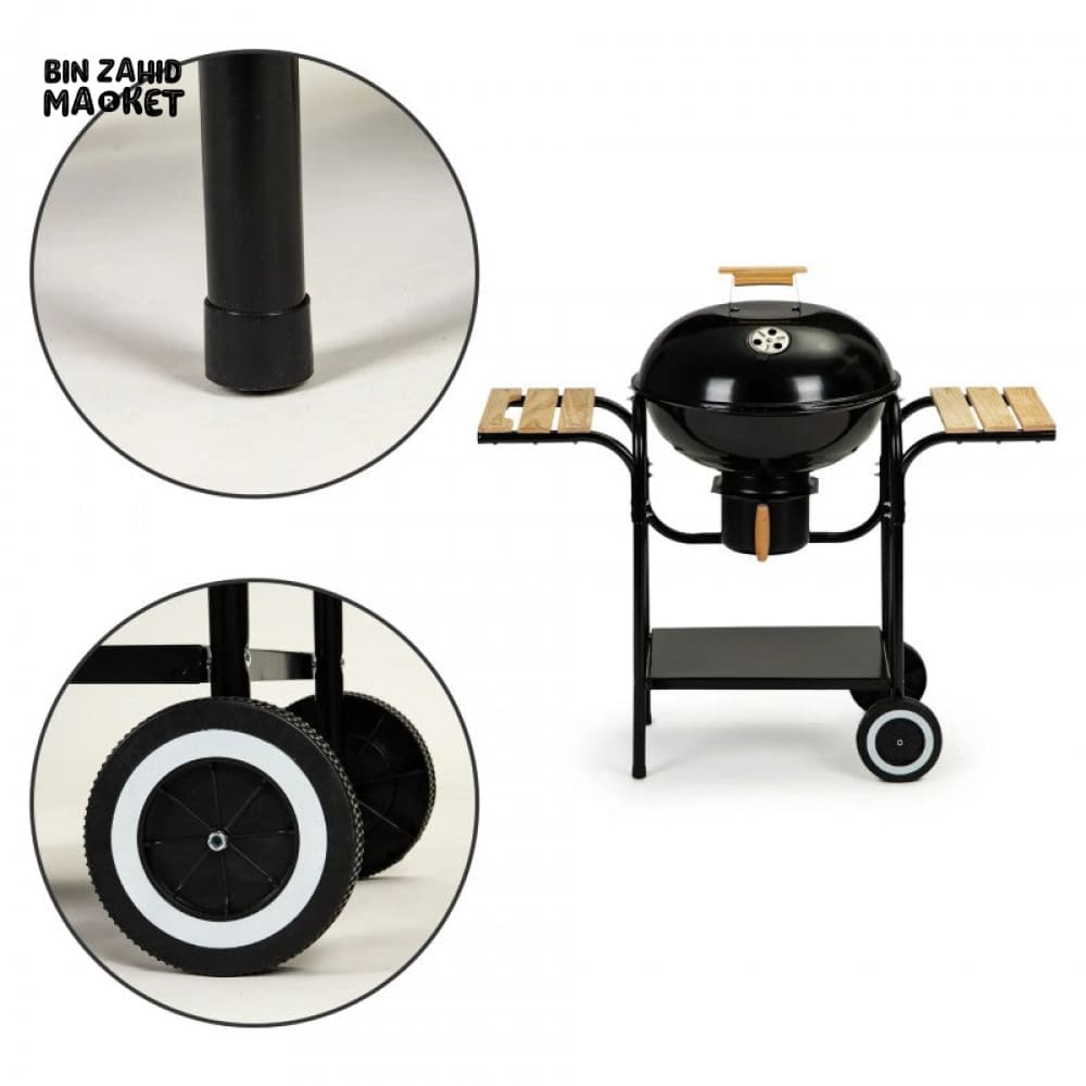 PREMIUM CHARCOAL KETTLE BBQ GRILL WITH SIDE TABLES