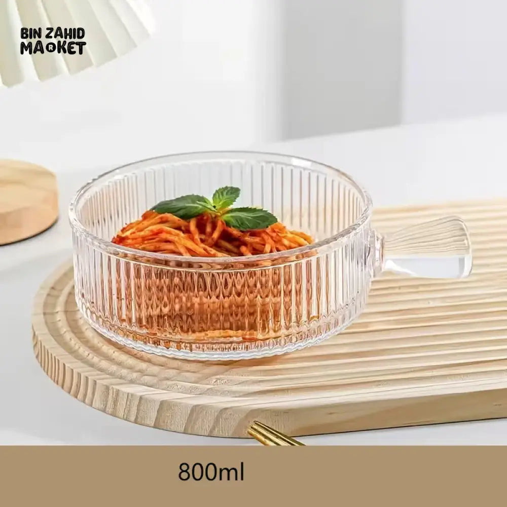 PREMIUM CLEAR GLASS BOWL WITH HANDLE – 6 INCH TABLEWARE SERVING BOWL